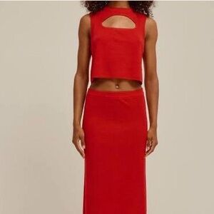 Venroy Red Knit Crop Top